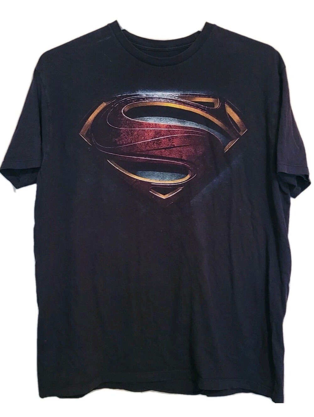DC Comics Man Of Steel Superman Logo Cotton Short Sleeve Black T-Shirt